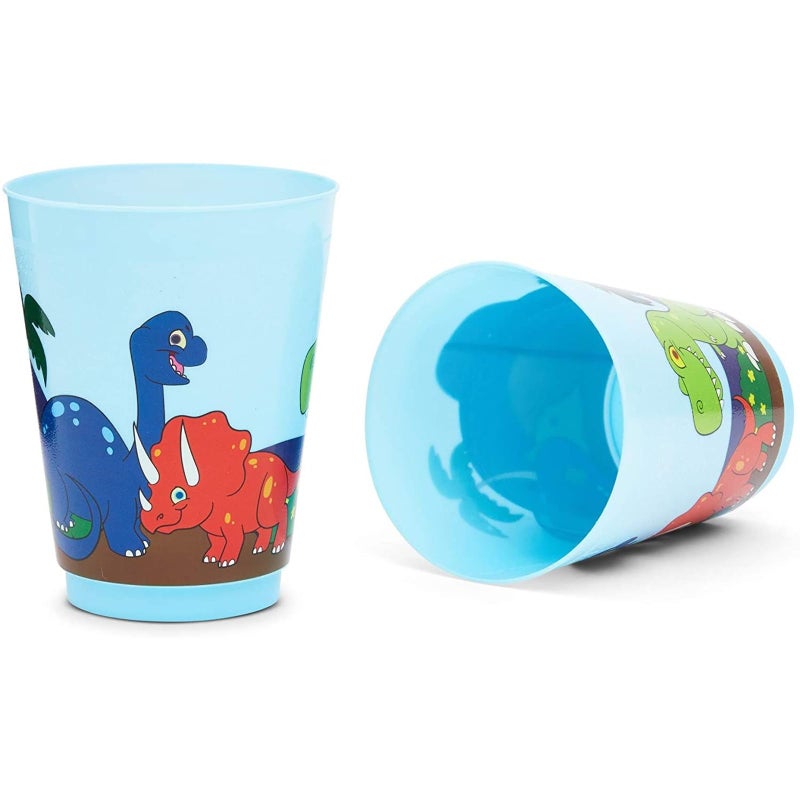 BLUE PANDA 16 Pack Plastic Dinosaur Cups for Kids, Cartoon Dino Party Favors for Birthday Party Supplies and Dinosaur Birthday Decorations (16 O) - Image 2